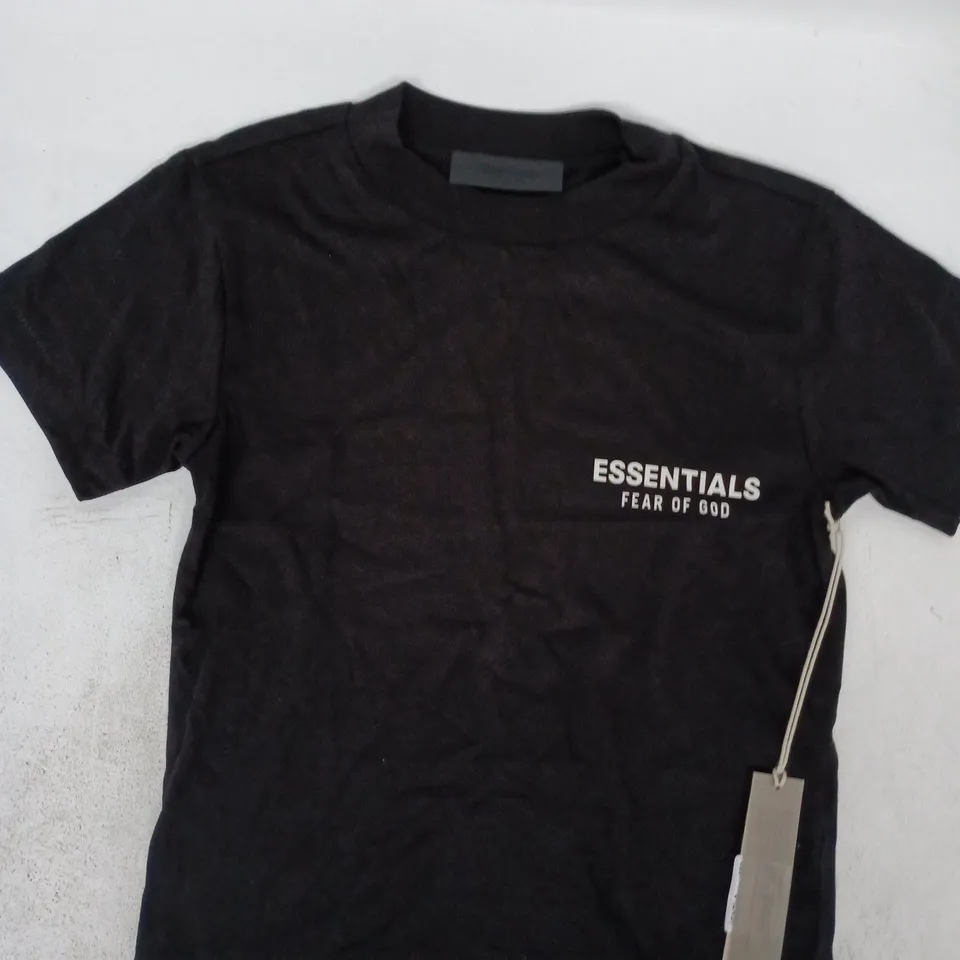 ESSENTIALS FEAR OF GOD TRI-BLEND CREW NECK T-SHIRT IN BLACK SIZE XXS