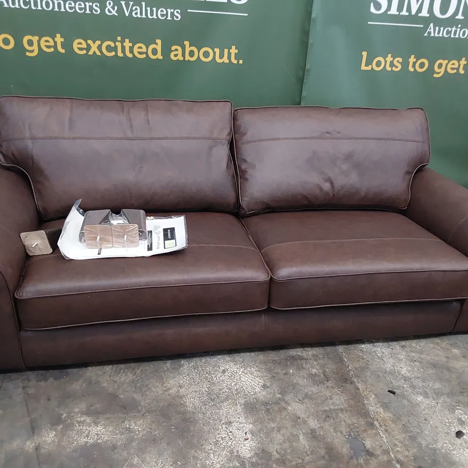 QUALITY BRITISH DESIGNER LOUNGE Co. BRIONY THREE SEATER SOFA BROWN LEATHER 