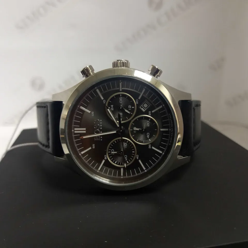 HUGO BOS METRONOME CHRONOGRAPH DIAL LEATHER STRAP WATCH RRP £249