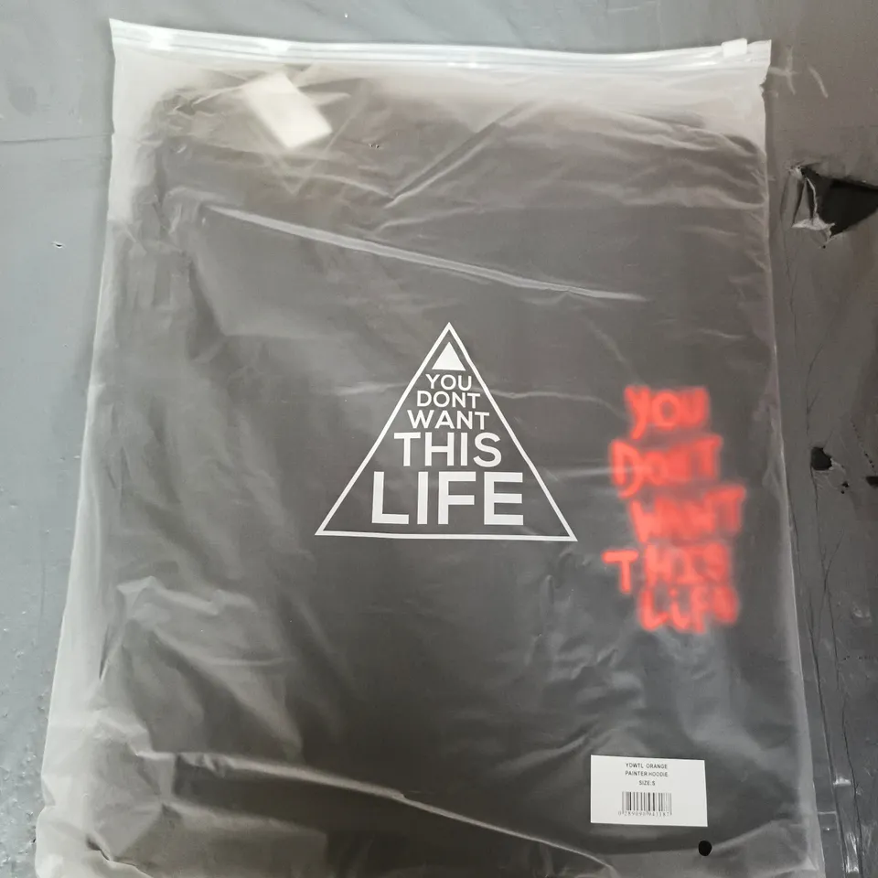 YDWTL ORANGE PAINTER HOODIE – SIZE S (UK)