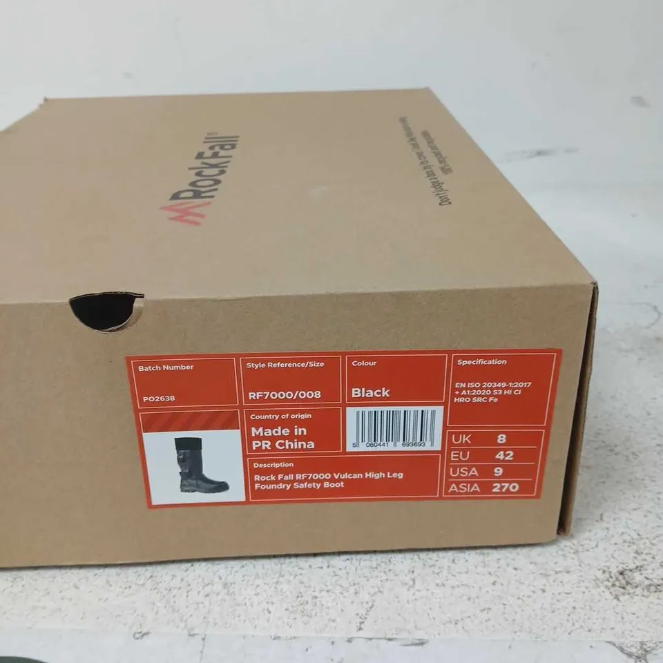 ROCK FALL RF7000/008 VULCAN HIGH LEG FOUNDRY SAFETY BOOT – BLACK, UK 8