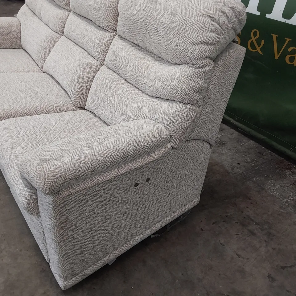 QUALITY BRITISH DESIGNER G PLAN MALVERN POWER RECLINING THREE SEATER SOFA NEBULAR BLUSH FABRIC 