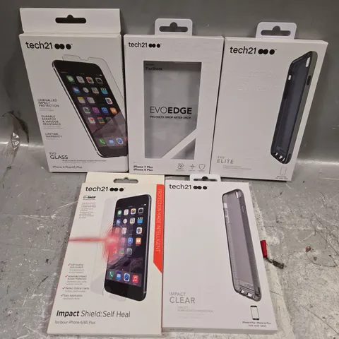 A LARGE QUANTITY OF ASSORTED TECH21 PRODUCTS TO INCLUDE IPHONE 6/6S PLUS SCREEN PROTECTOR, IPHONE 7 PLUS/IPHONE 8 PLUS CASE, ETC