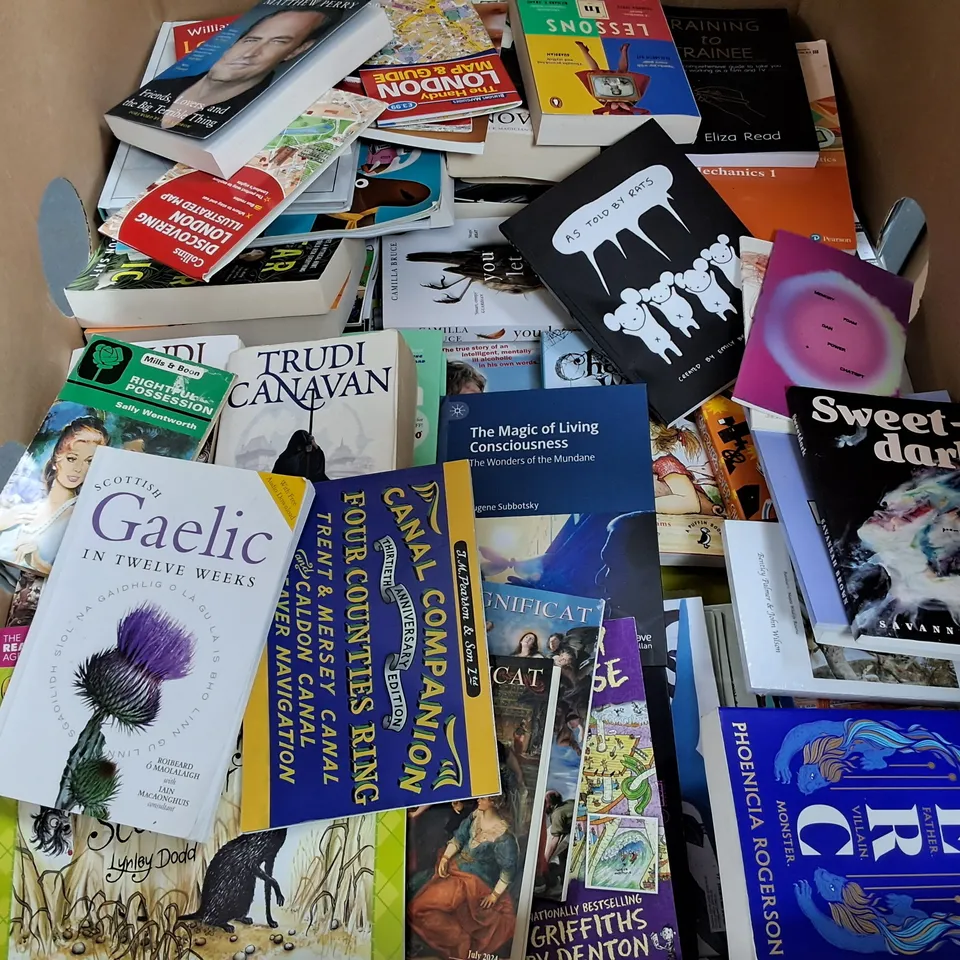 LARGE QUANTITY OF ASSORTED BOOKS TO INCLUDE SHADOW STITCH, MARCUS AURELIUS MEDITATIONS AND THE MINISTRY MEDICAL