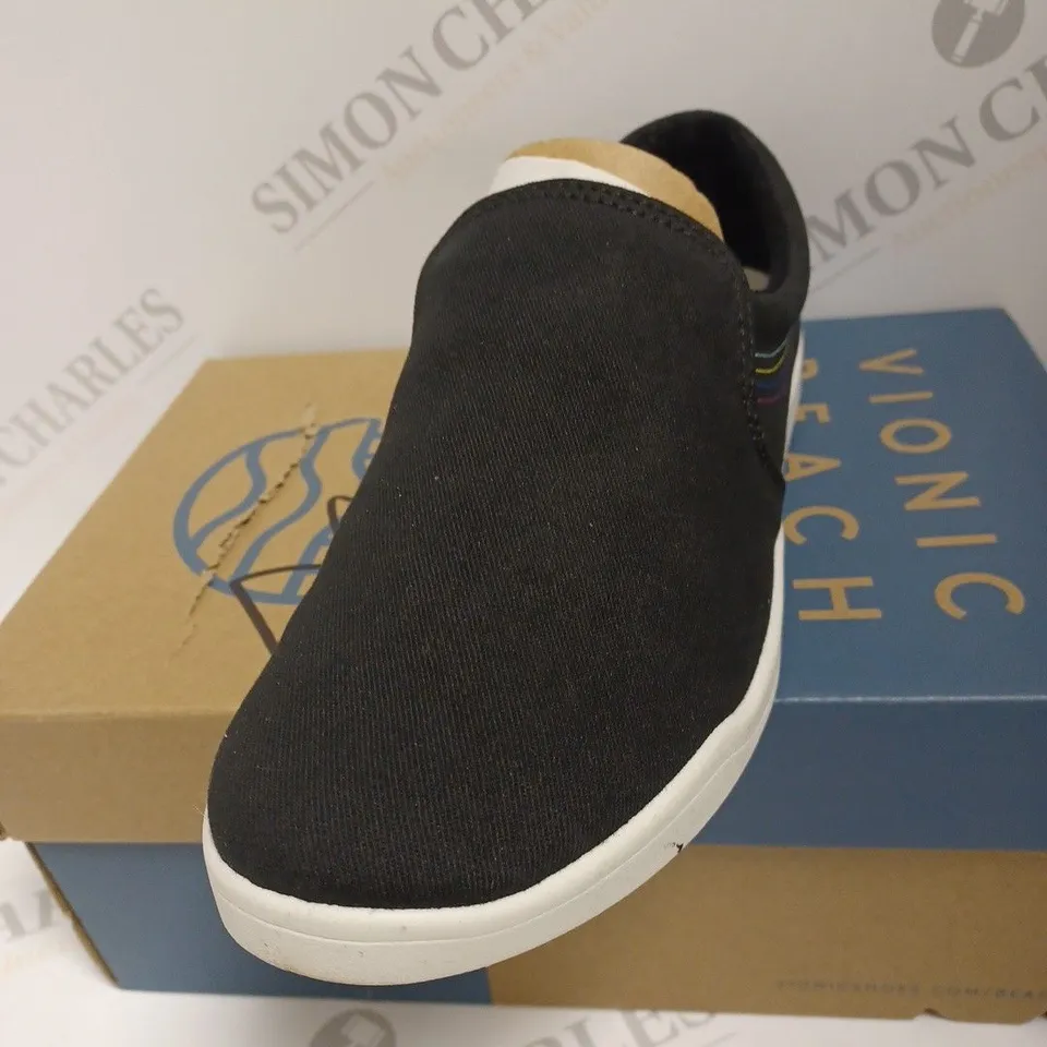 BOXED VIONIC VENICE MARSHALL CANVAS SLIP ON SHOES, BLACK - SIZE 5