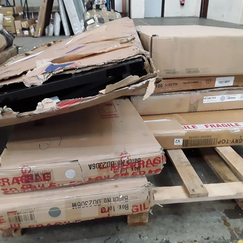 PALLET OF ASSORTED FLAT PACK FURNITURE PARTS 
