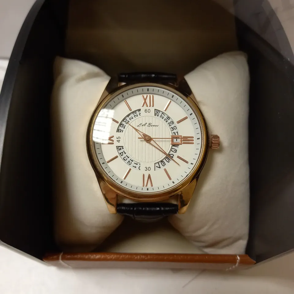 LA BANUS TWO TONE LEATHER STRAP WRISTWATCH  RRP £500