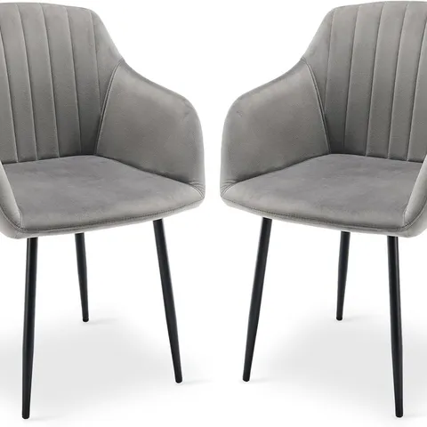 BOXED OHIO MODERN UPHOLSTERED DINING CHAIRS WITH METAL LEGS- GREY (2 BOXES)