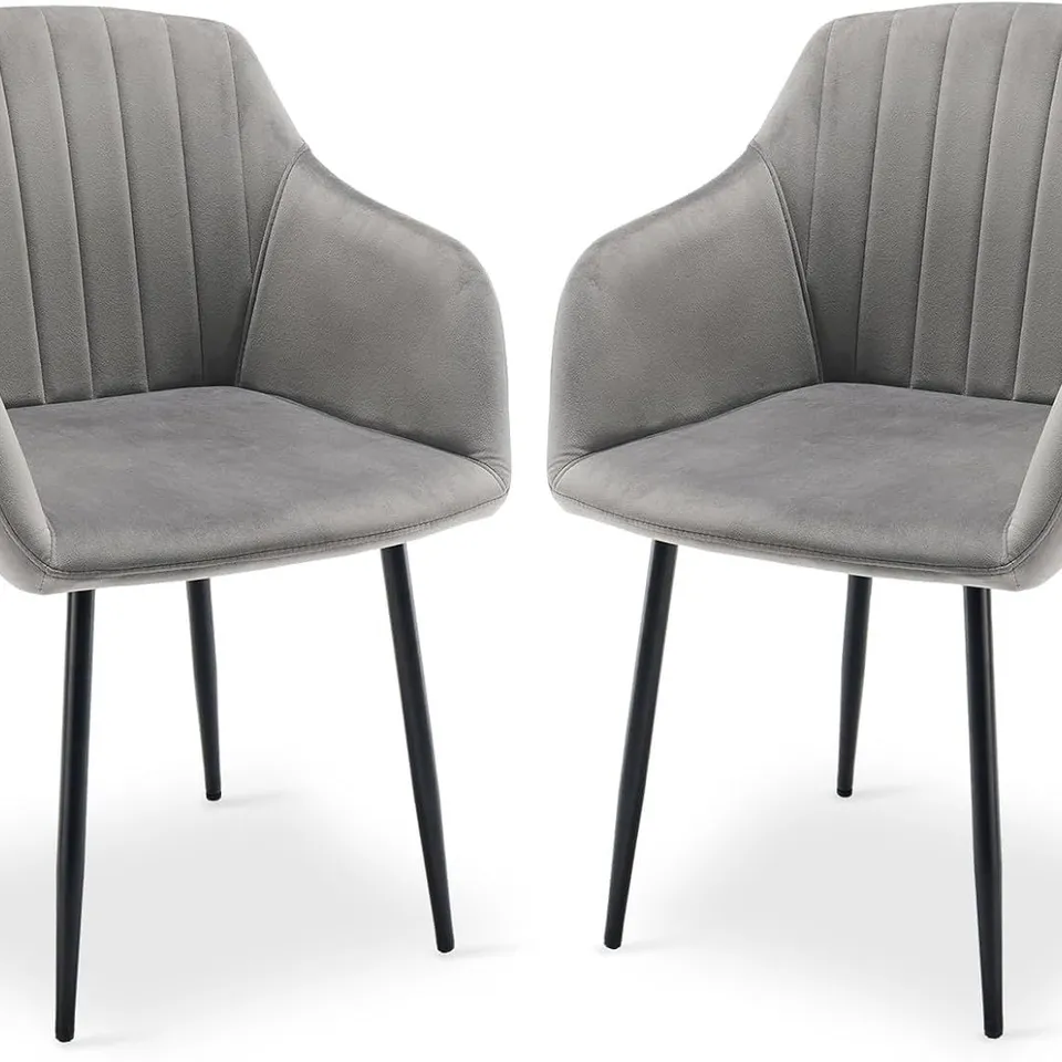 BOXED OHIO MODERN UPHOLSTERED DINING CHAIRS WITH METAL LEGS- GREY (2 BOXES)