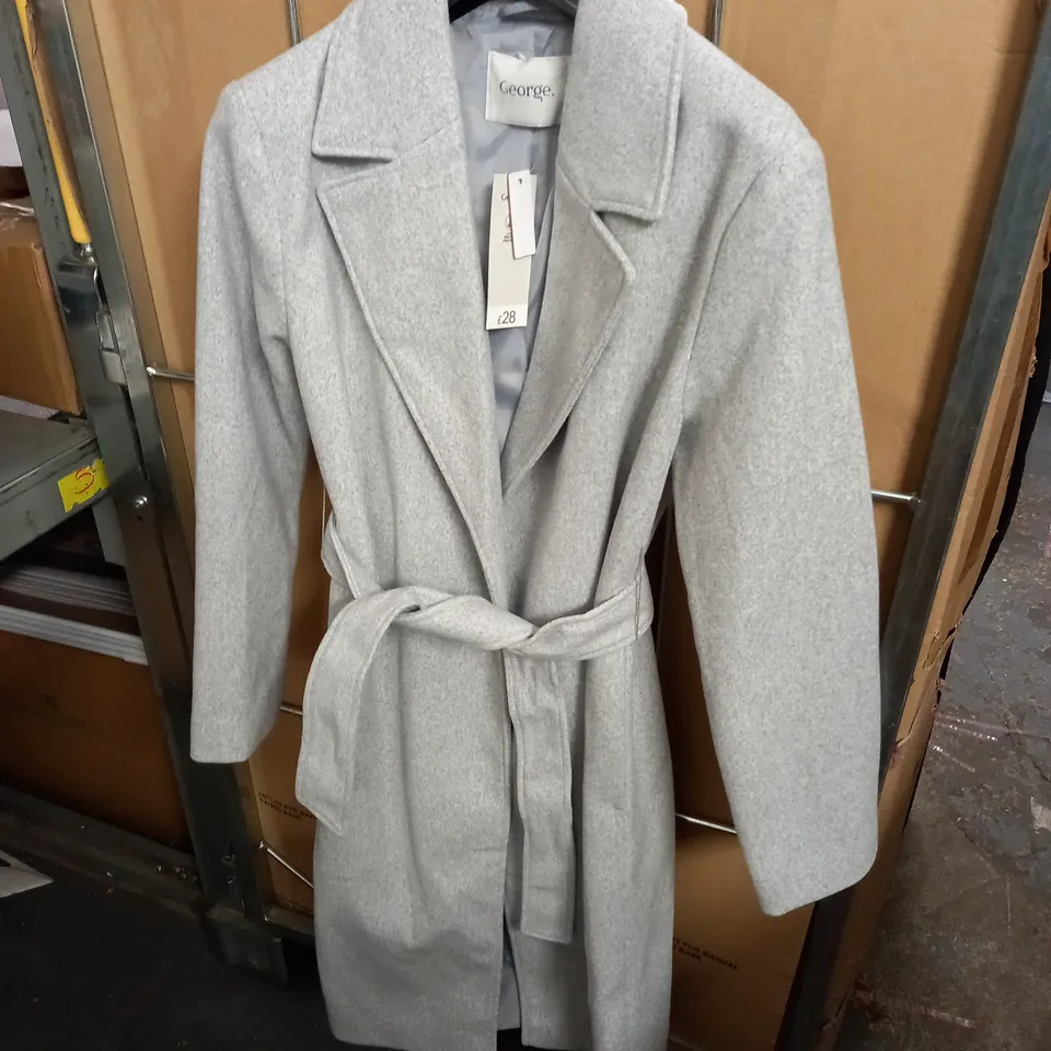 GEORGE GREY BELTED COAT - 6