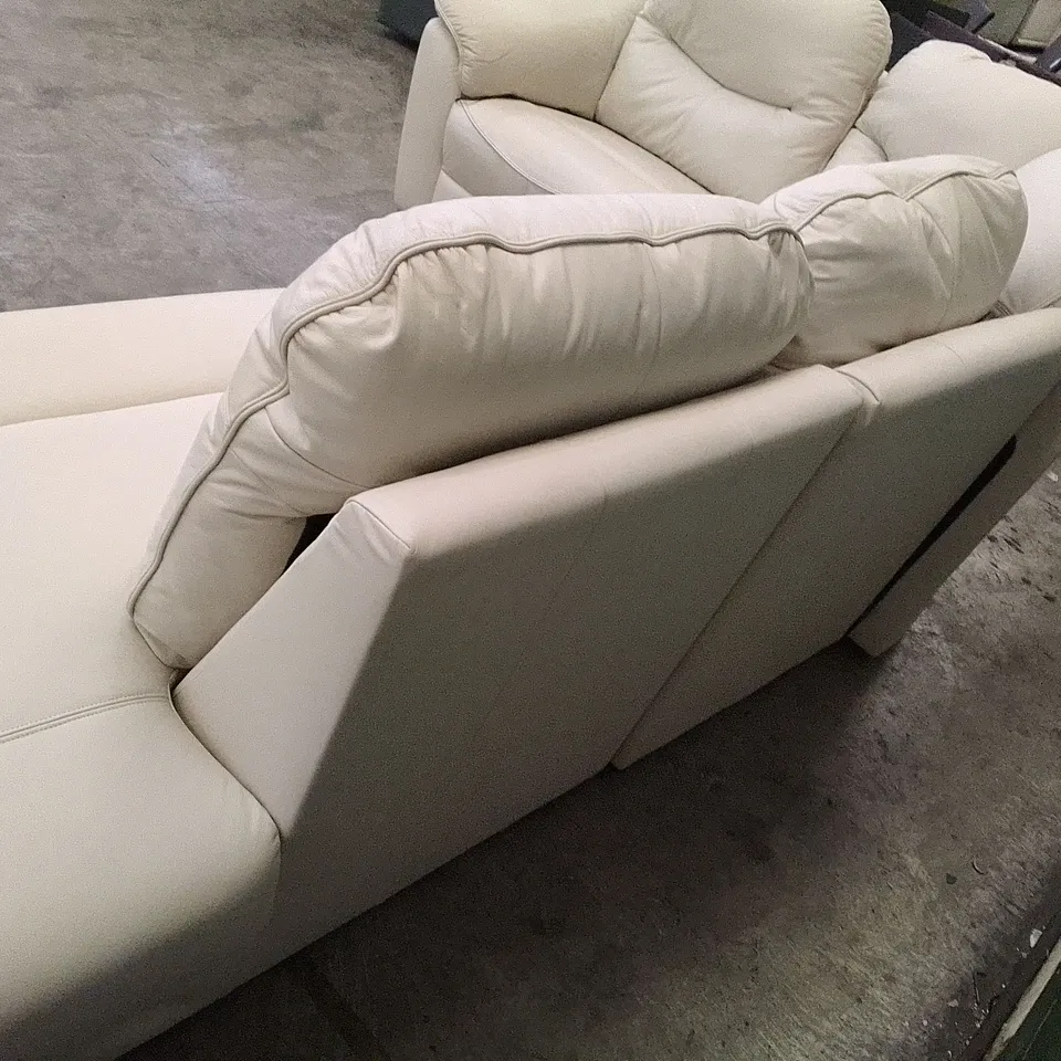 QUALITY DESIGNER G-PLAN JACKSON 3 CORNER CH SOFA - CAMBRIDGE CHALK LEATHER 