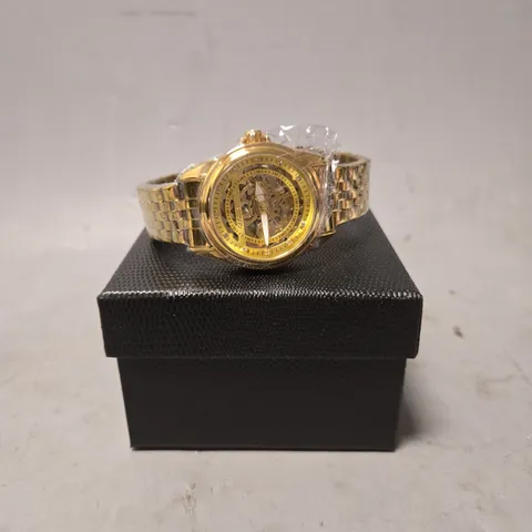 BOXED GLOBENFELD FRAMEWORK WATCH IN AUTOMATIC GOLD