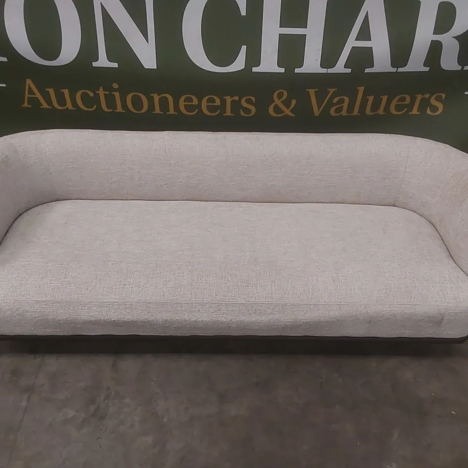 QUALITY DESIGNER DANETTI FLORENCE NATURAL FABRIC WITH DARK WOOD 3 SEATER SOFA RRP £1429