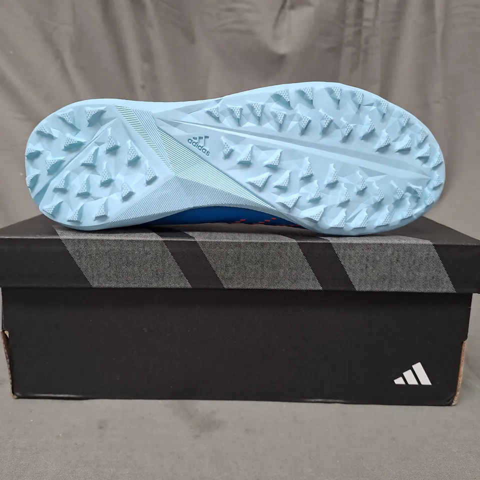 BOXED PAIR OF ADIDAS PREDATOR ACCURACY.3 LL TF SHOES IN BLUE/WHITE UK SIZE 4