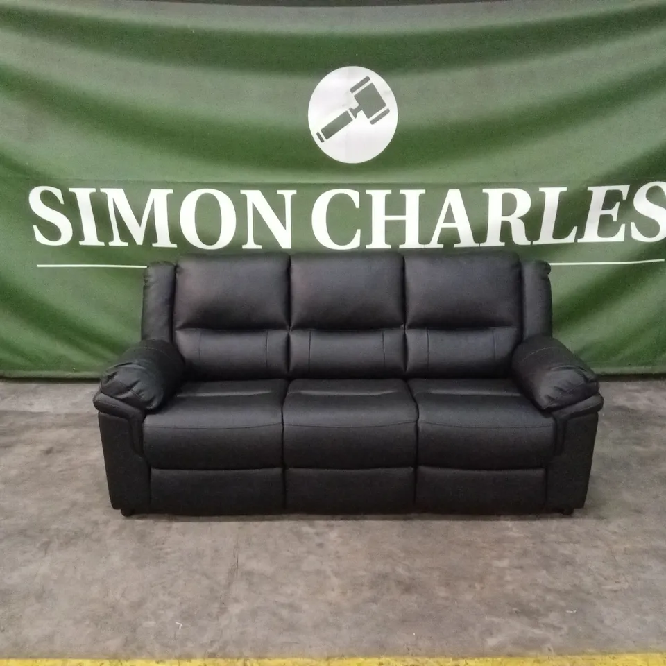 ALBION LUXURY FAUX LEATHER HIGH BACK 3 SEATER SOFA - BLACK RRP £599