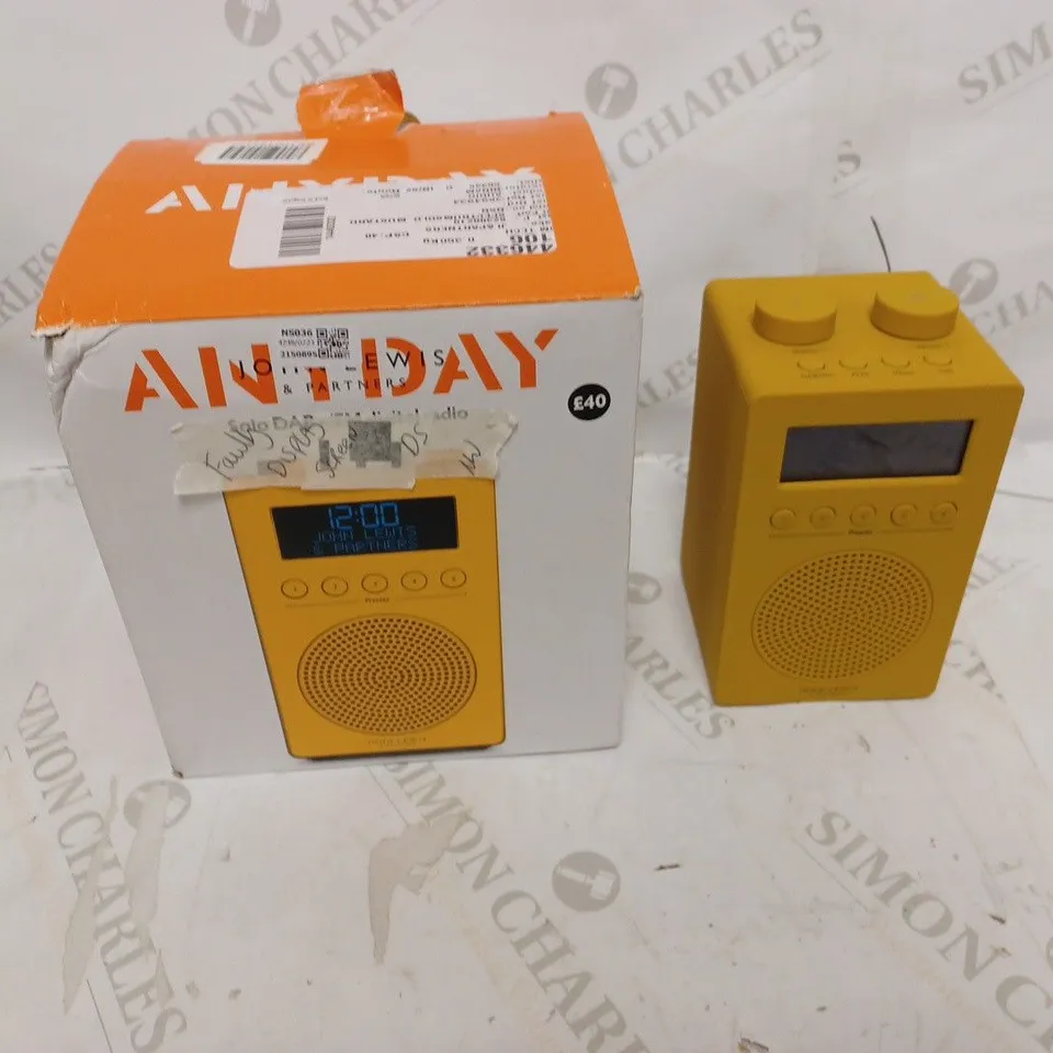 JOHN LEWIS SPECTRUM SOLO PORTABLE DAB+/FM DIGITAL RADIO, YELLOW