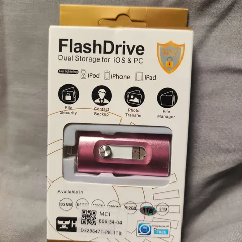 FLASHDRIVE DUAL STORAGE FOR IOS & PC – PINK USB/LIGHTNING MEMORY DRIVE - 1TB
