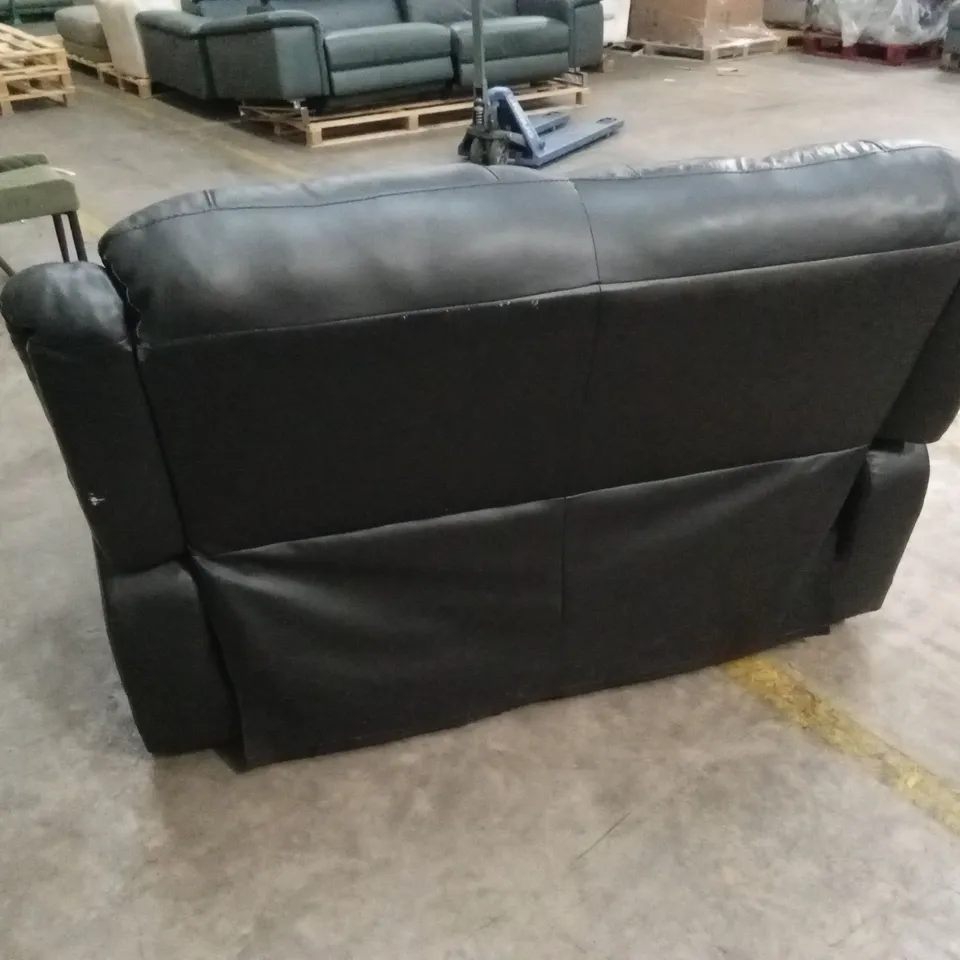 QUALITY DESIGNER 2 SEATER LEATHER SOFA - BLACK