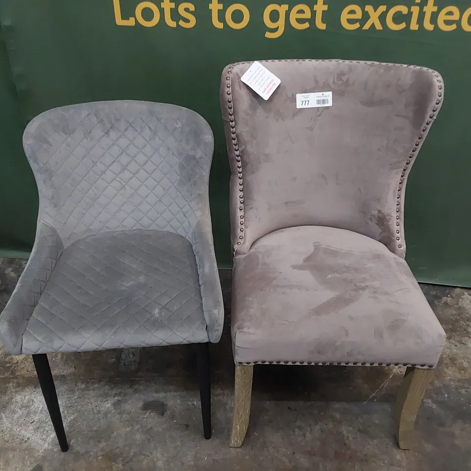 TWO ASSORTED UPHOLSTERED DINING CHAIRS 