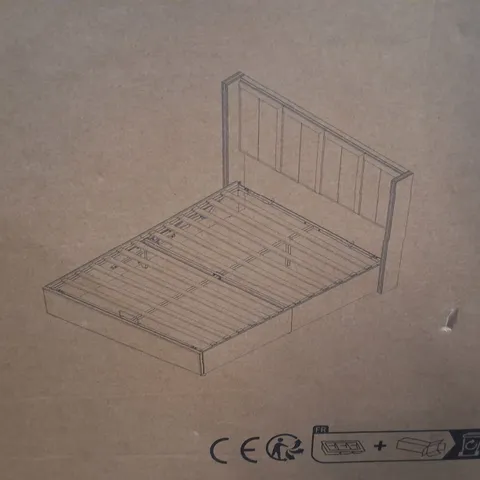 BOXED MODERN UPHOLSTERED STORAGE BED WITH HYDRAULIC LIFT-UP STORAGE (SIZE UNSPECIFIED, 2 BOXES)