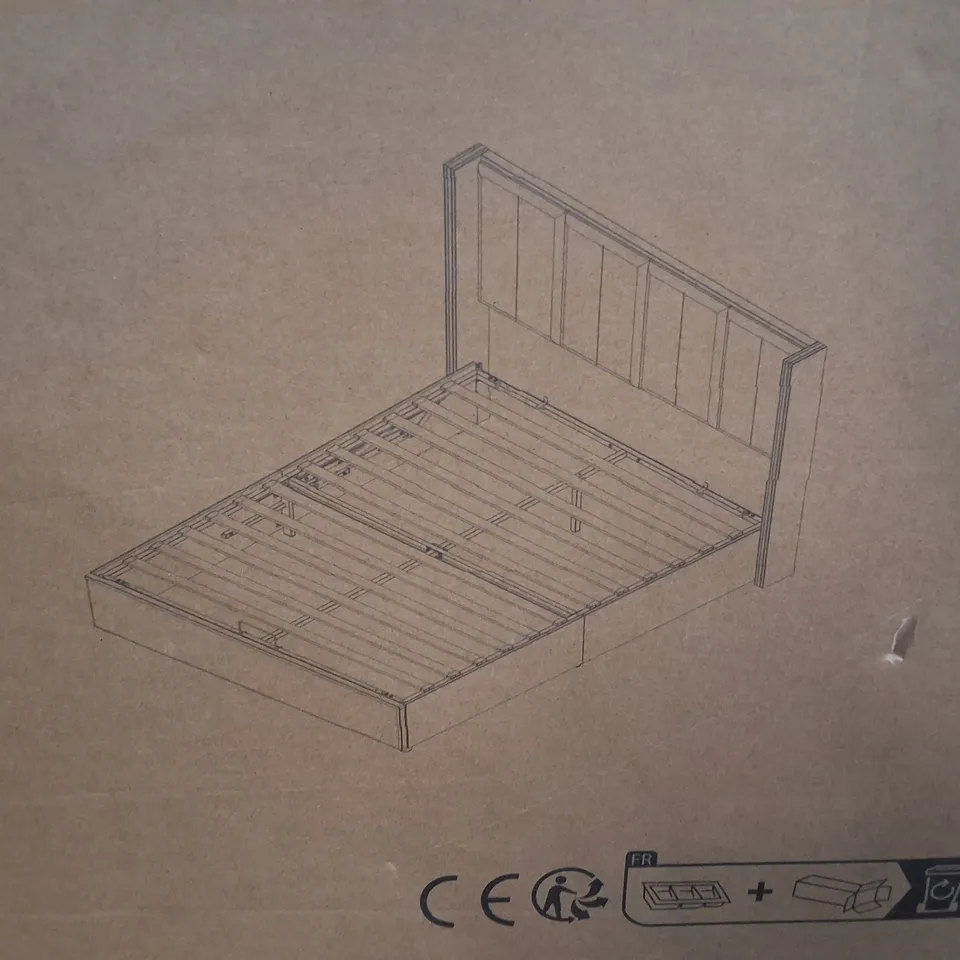 BOXED MODERN UPHOLSTERED STORAGE BED WITH HYDRAULIC LIFT-UP STORAGE (SIZE UNSPECIFIED, 2 BOXES)