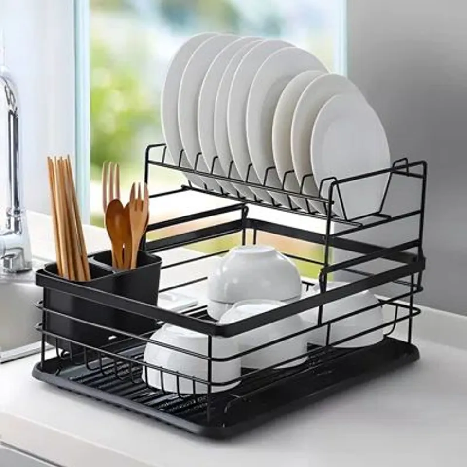 BOXED KITCHEN 2 TIER METAL DISH DRAINER RACK
