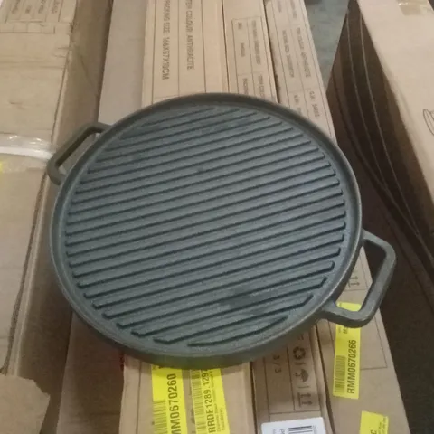 BOXED BLACK CAST IRON GRILL PAN WITH HANDLES