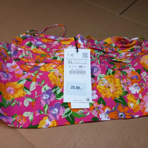 ZARA PINK FLORAL PRINT BRALETTE TOP - XL