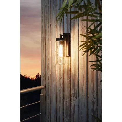BOXED EGLO BOVOLONE 1-LIGHT MODERN BLACK EXTERIOR WALL LAMP