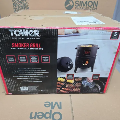 TOWER SMOKER GRILL 2-IN-1 CHARCOAL & SMOKER BBQ – BOXED