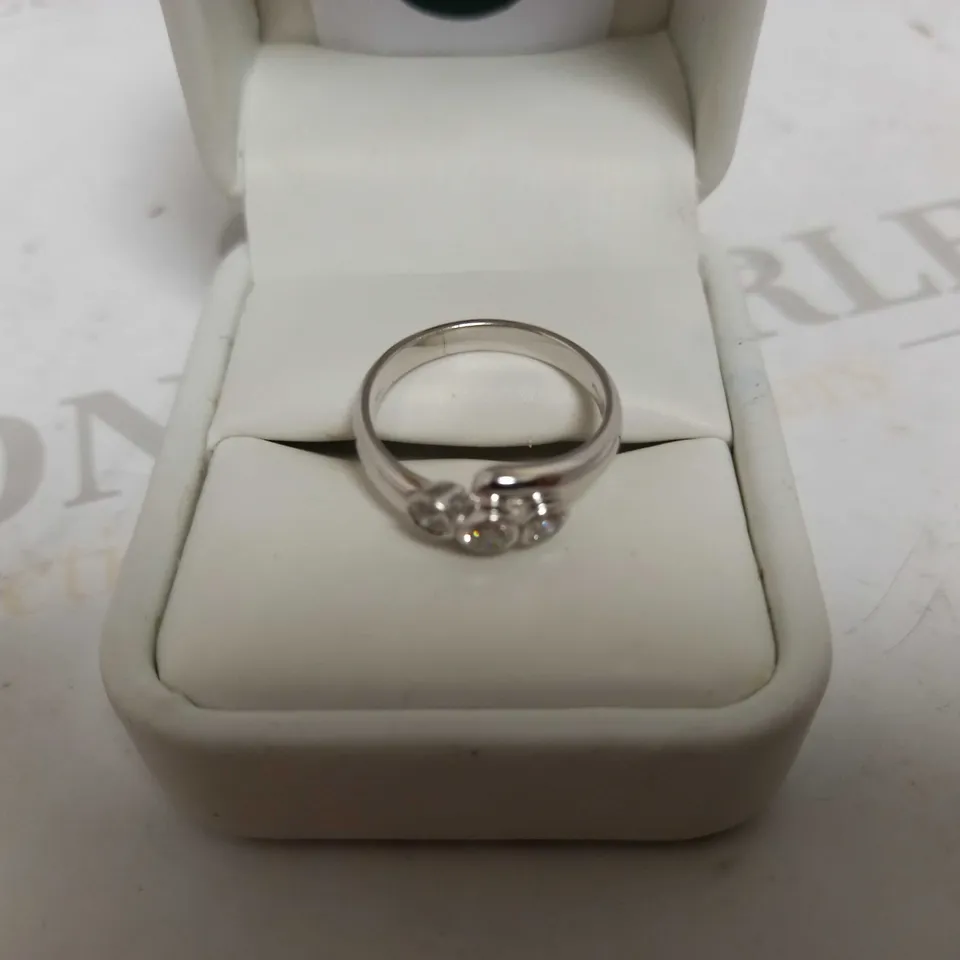 DESIGNER 18CT WHITE GOLD DIAMOND SET THREE STONE RING