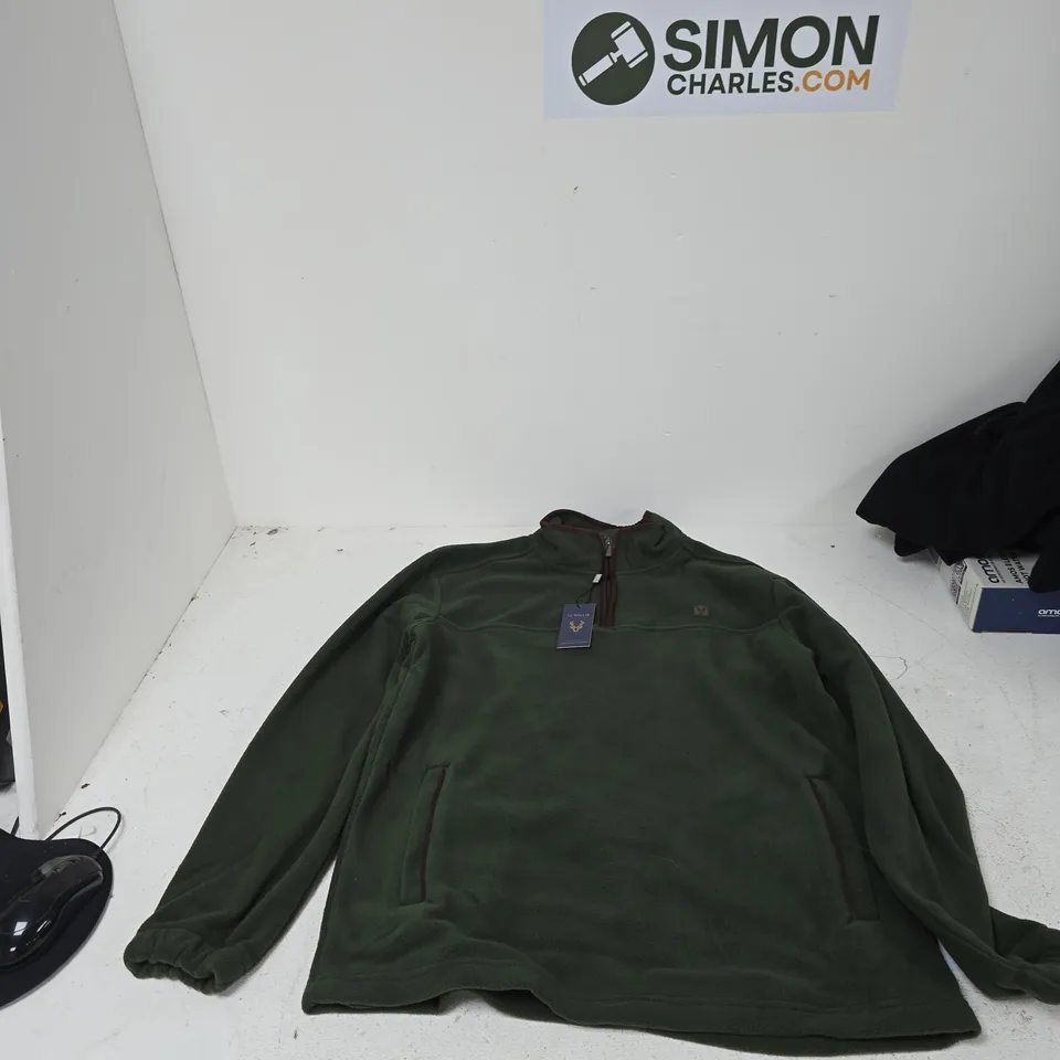 J.J. WILLIS MEN'S QUARTER ZIP FLEECE – OLIVE GREEN, SIZE M