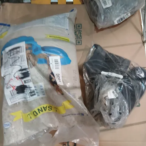 FOUR ASSORTED PRODUCTS TO INCLUDE; CERAMIC SQUARE KEEPSAKE, CHUNKY CHELSEA BOOTS AND PARADISE TOYS PLAY SAND