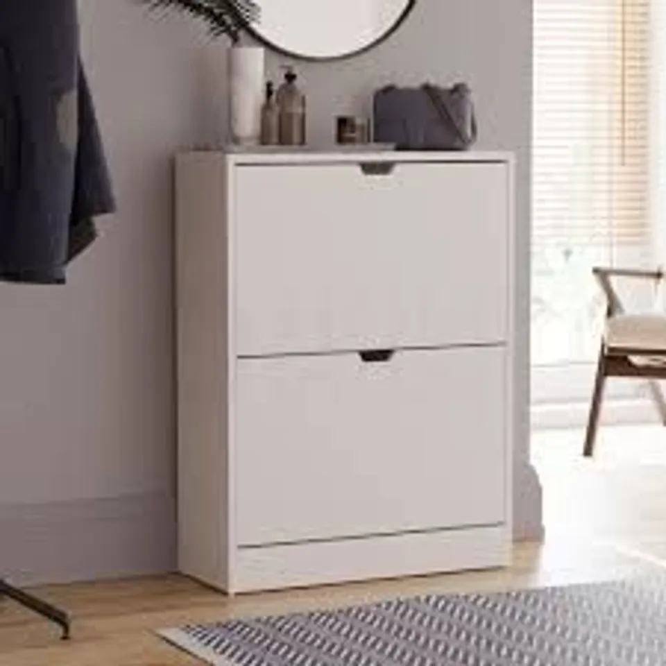 BOXED VIDA 2 DRAWER SHOE CABINET - WHITE (1 BOX)