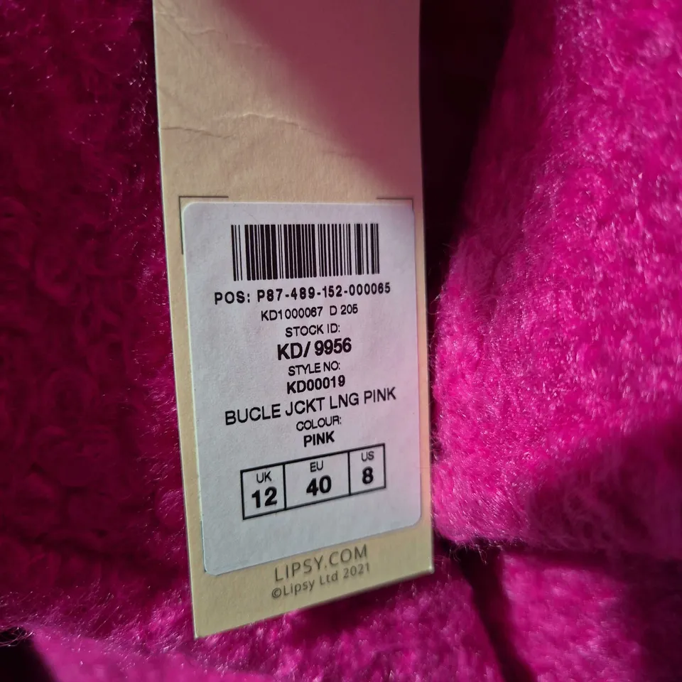 LOVE & ROSES X LIPSY LONG PINK BUBBLE JACKET, UK 12 (EU 40)