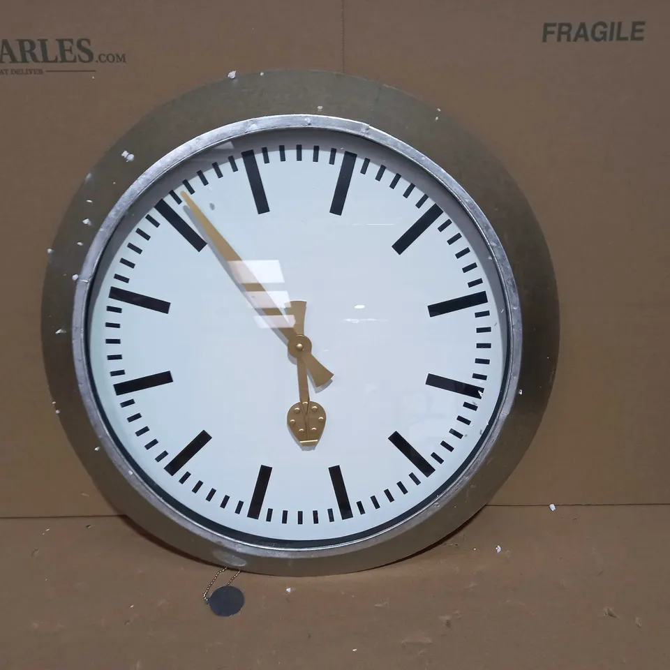 LARGE OUTDOOR GALVANISED STEEL CLOCK - WHITE FACE
