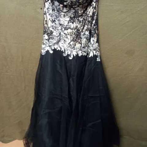 BLACK LACE EMBELLISHED OCCASIONAL DRESS - XS