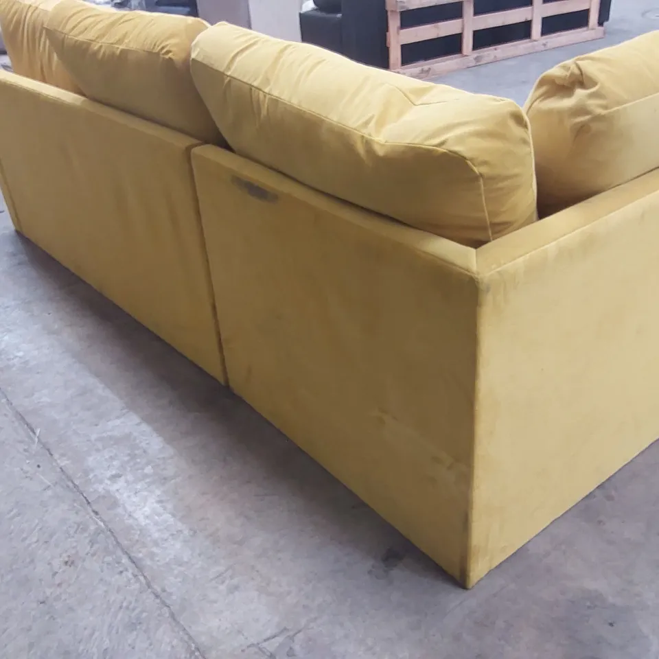QUALITY DESIGNER YELLOW VELVET CORNER SOFA