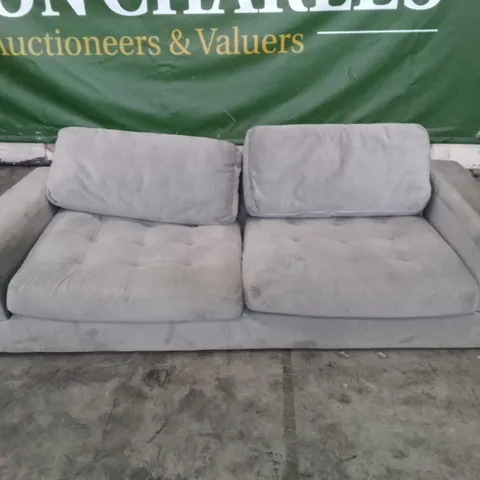 QUALITY DESIGNER LOW 2 SEATER SOFA - GREY FABRIC