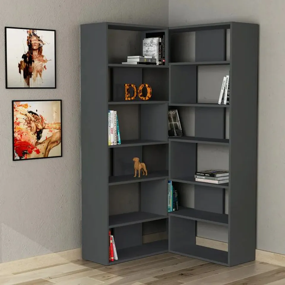 BOXED MOLLY MODERN CORNER MULTIPURPOSE BOOKCASE DISPLAY UNIT NO.4 TALL 179 CM (2 BOXES)
