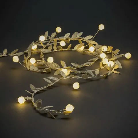 BOXED LEAVES WITH PEARLS NOVELTY STRING LIGHTS