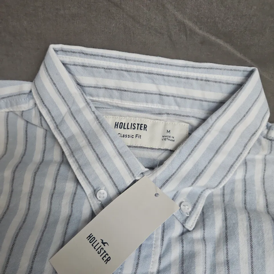 HOLLISTER CLASSIC FIT LONG SLEEVE STRIPED SHIRT – BLUE, UK M