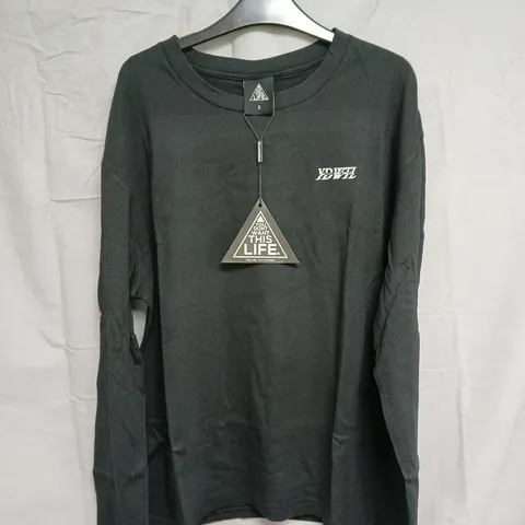 YOU DON'T WANT THIS LIFE GLITCH LONG TEE - BLACK, SIZE S