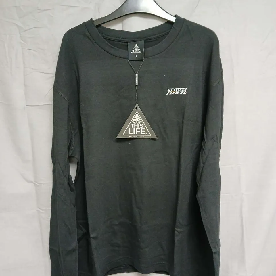 YOU DON'T WANT THIS LIFE GLITCH LONG TEE - BLACK, SIZE S