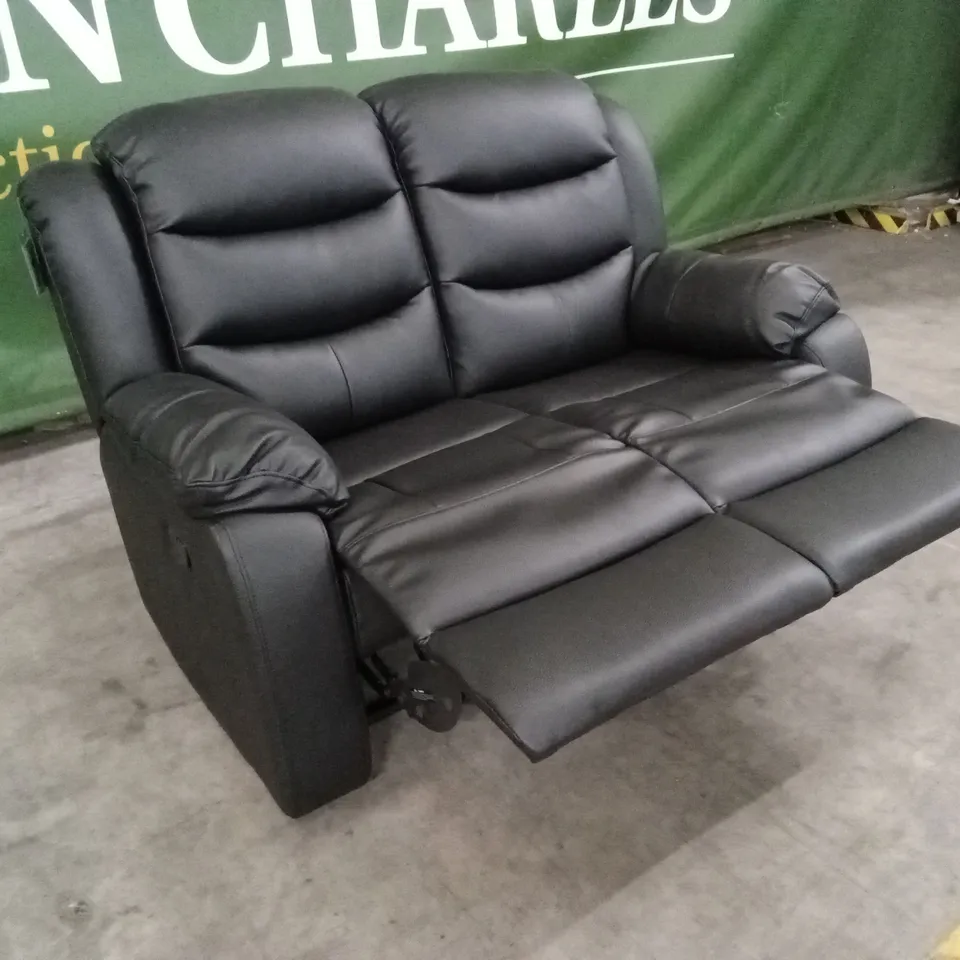 ROTHBURY LUXURY FAUX LEATHER HIGH BACK 2 SEATER MANUAL RECLINER SOFA - BLACK RRP £629