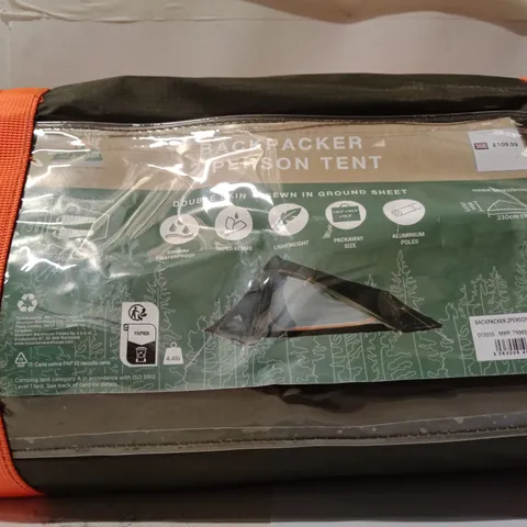 BAGGED BACKPACKER 2 PERSON TENT β GREEN, ROLLABLE CAMP TENT