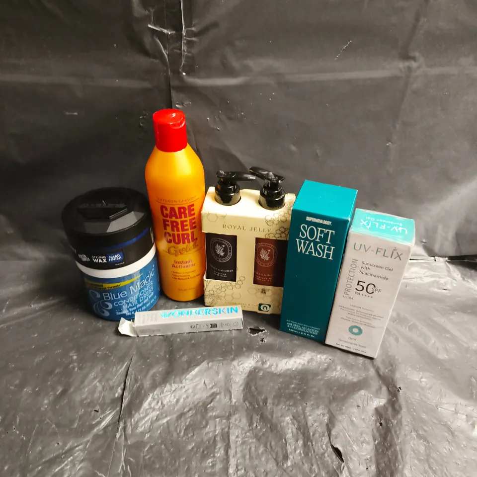 APPROXIMATEY 20 ASSORTED HEALTH AND BEAUTY PRODUCTS TO INCLUDE - SUPERNOVA BODY SOFT WASH - WONDERSKIN LIP STAIN - ROYAL JELLY HAND DUO - ETC