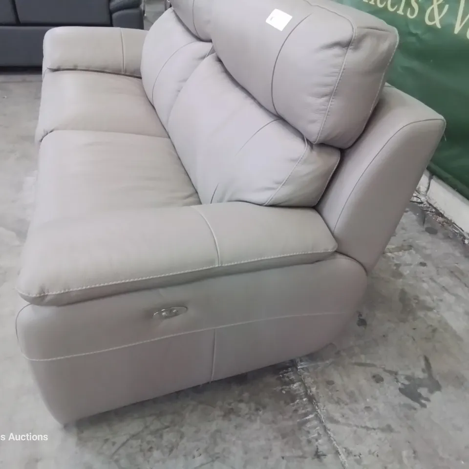 QUALITY ITALIAN DESIGNER PATRIZIO POWER RECLINING THREE SEATER SOFA LIGHT GREY LEATHER 