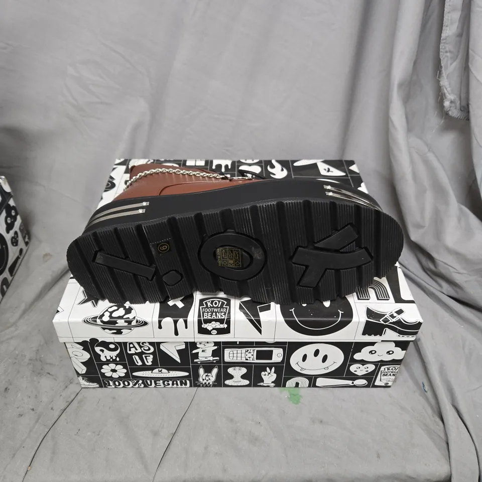 BOXED KOI THE SILENCE PLATFORM GRUNGE BOOTS IN BROWN - SIZE 9