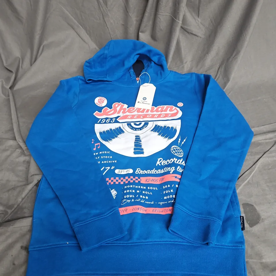 BEN SHERMAN RECORD HOODY IN BLUE SIZE 12-13YRS